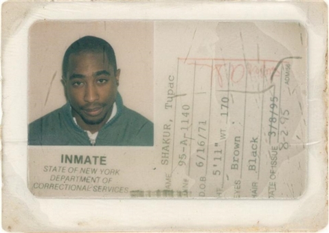 Tupac Shakurs New York Department Of Corrections Prison ID Card